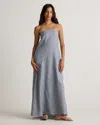 Quince Women's 100% European Linen Strapless Maxi Dress In Chambray Stripe