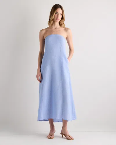 Quince Women's 100% European Linen Strapless Maxi Dress In Multi