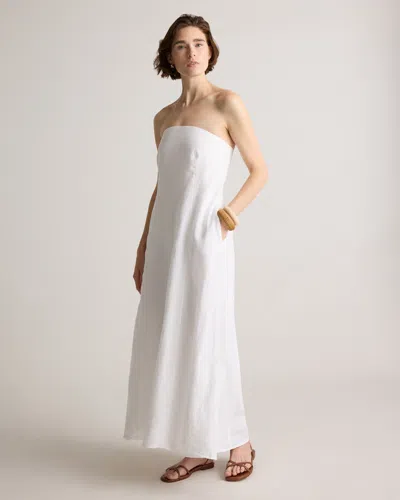 Quince Women's 100% European Linen Strapless Maxi Dress In White