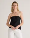 Quince Women's 100% European Linen Strapless Top In Black