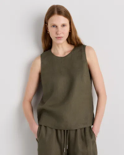 Quince Women's 100% European Linen Tank Top In Green