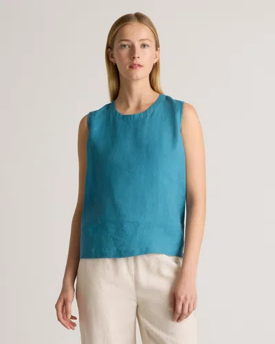 Quince Women's 100% European Linen Tank Top In Mineral Blue