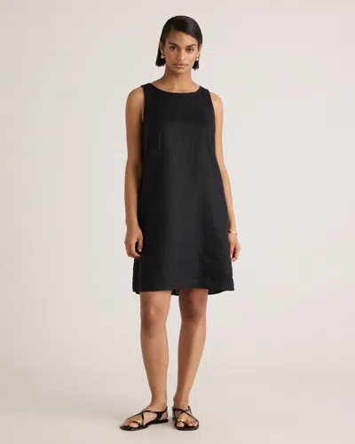 Quince Women's 100% European Linen Tank Top Mini Dress In Black