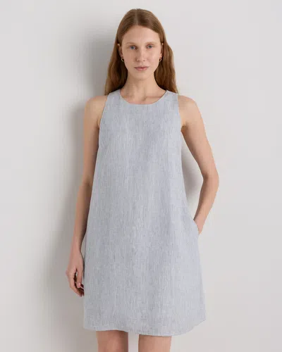 Quince Women's 100% European Linen Tank Top Mini Dress In Blue