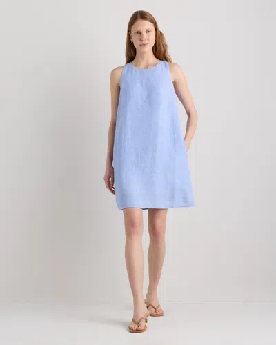 Quince Women's 100% European Linen Tank Top Mini Dress In Blue