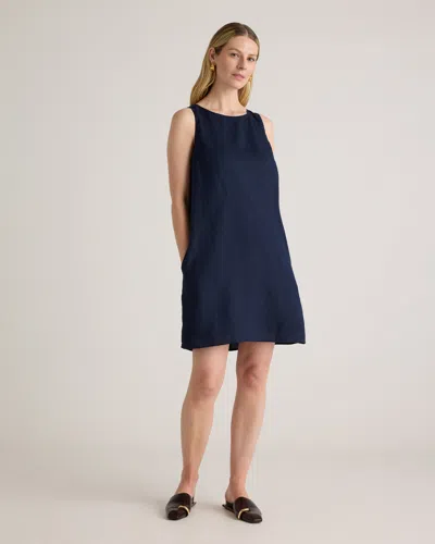 Quince Women's 100% European Linen Tank Top Mini Dress In Deep Navy