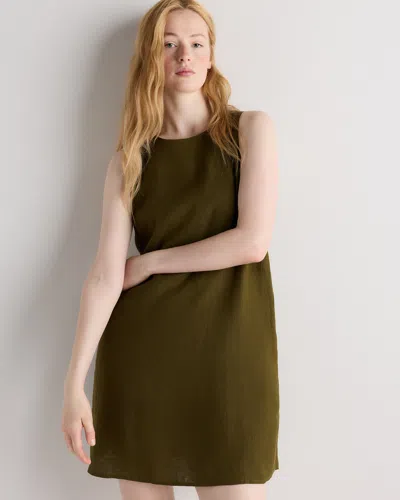 Quince Women's 100% European Linen Tank Top Mini Dress In Green