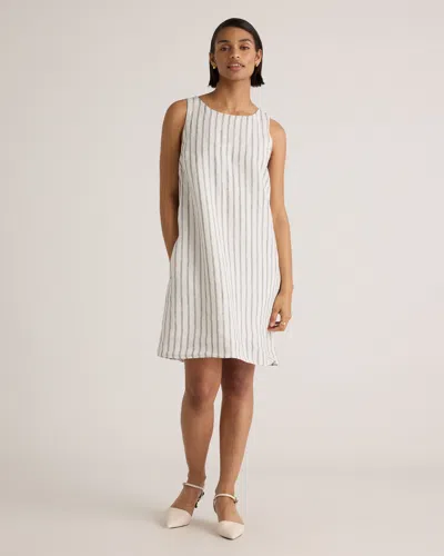 Quince Women's 100% European Linen Tank Top Mini Dress In Oatmeal / Black  Stripe | ModeSens