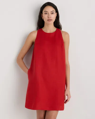 Quince Women's 100% European Linen Tank Top Mini Dress In Red