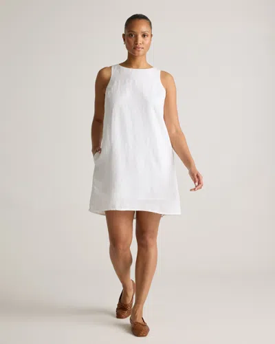 Quince Women's 100% European Linen Tank Top Mini Dress In White