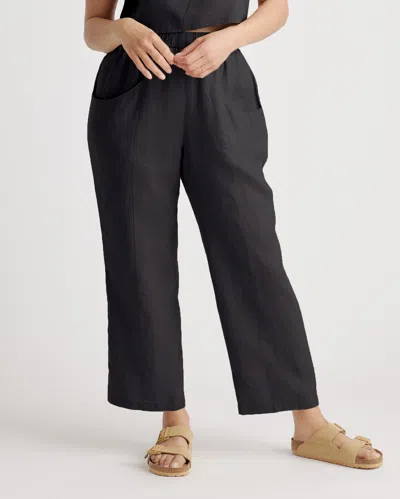Quince Women's 100% European Linen Tapered Ankle Pants In Black