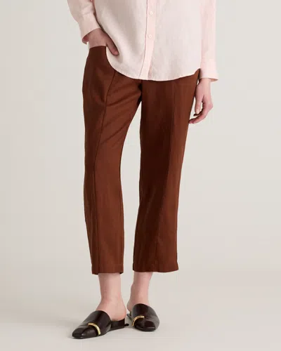 Quince Women's 100% European Linen Tapered Ankle Pants In Brown