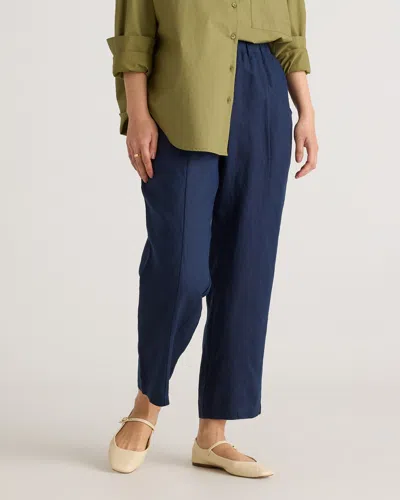 Quince Women's 100% European Linen Tapered Ankle Pants In Deep Navy