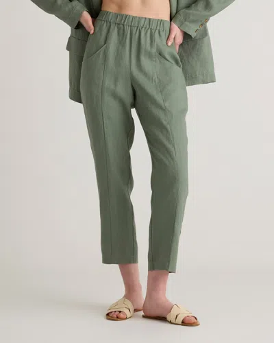 Quince Women's 100% European Linen Tapered Ankle Pants In Green