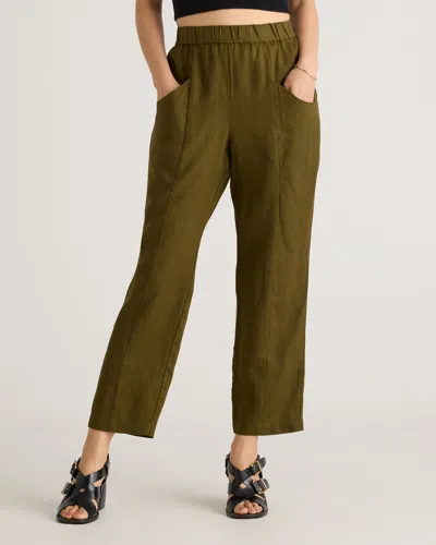 Quince Women's 100% European Linen Tapered Ankle Pants In Martini Olive