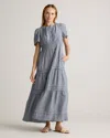 Quince Women's 100% European Linen Tiered Maxi Dress In Chambray Stripe