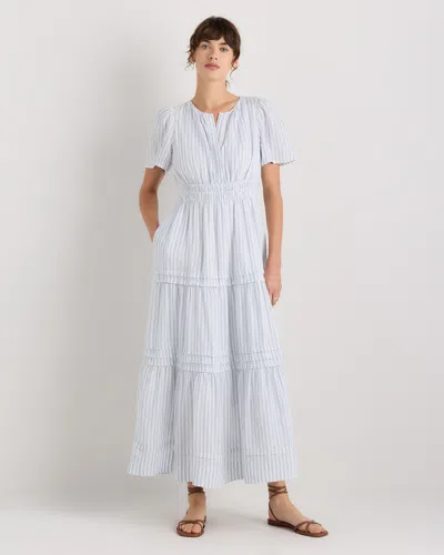 Quince Women's 100% European Linen Tiered Maxi Dress In White