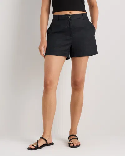 Quince Women's 100% European Linen Trouser Shorts In Black
