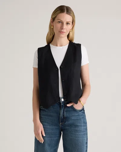 Quince Women's 100% European Linen Vest In Black