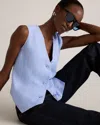 Quince Women's 100% European Linen Vest In French Blue
