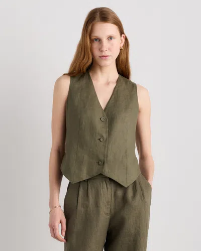 Quince Women's 100% European Linen Vest In Green