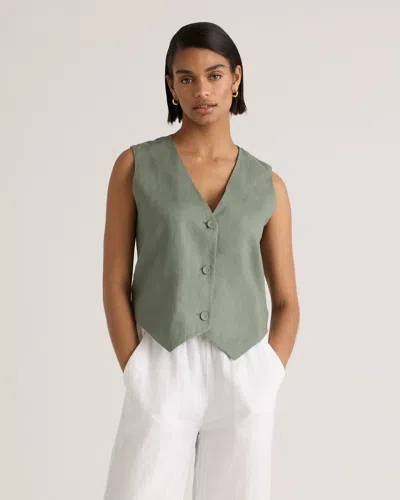 Quince Women's 100% European Linen Vest In Green