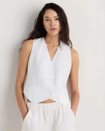 Quince Women's 100% European Linen Vest In White