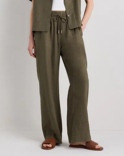 Quince Women's 100% European Linen Wide Leg Pants In Bayberry Olive