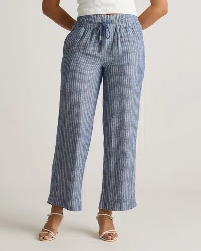 Quince Women's 100% European Linen Wide Leg Pants In Chambray Stripe