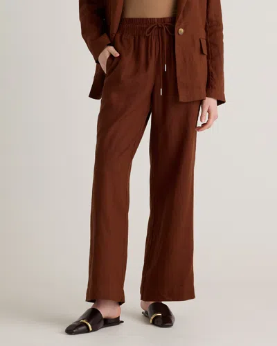 Quince Women's 100% European Linen Wide Leg Pants In Chocolate