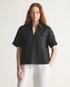 Quince Women's 100% Linen Short Sleeve Popover Top