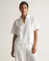 Quince Women's 100% Linen Short Sleeve Popover Top