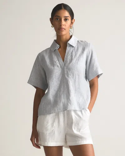 Quince Women's 100% Linen Short Sleeve Popover Top