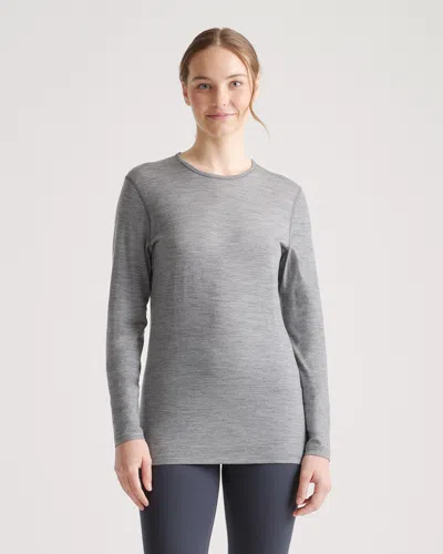 Quince Women's 100% Merino Wool All-season Long Sleeve Base Layer In Heather Grey