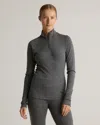 Quince Women's 100% Merino Wool Cold Weather Base Layer 1/4 Zip In Heather Charcoal Grey