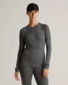 Quince Women's 100% Merino Wool Cold Weather Base Layer Crew Neck Alpaca Sweater In Heather Charcoal Grey