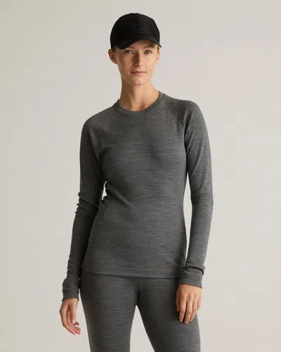 Quince Women's 100% Merino Wool Cold Weather Base Layer Crew Neck Alpaca Sweater In Heather Charcoal Grey