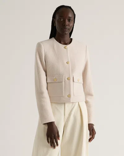 Quince Women's 100% Merino Wool Collarless Cropped Jacket In Heather Bone