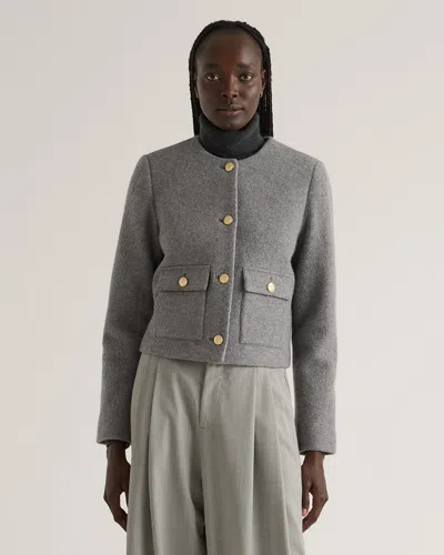 Quince Women's 100% Merino Wool Collarless Cropped Jacket In Heather Grey