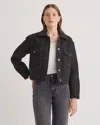 Quince Women's 100% Merino Wool Cropped Shirt Jacket In Black