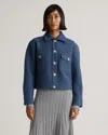 Quince Women's 100% Merino Wool Cropped Shirt Jacket In Denim Blue Melange