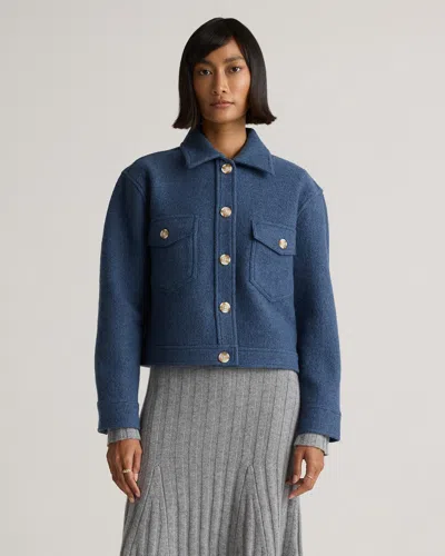 Quince Women's 100% Merino Wool Cropped Shirt Jacket In Denim Blue Melange
