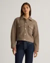 Quince Women's 100% Merino Wool Cropped Shirt Jacket In Heather Elm