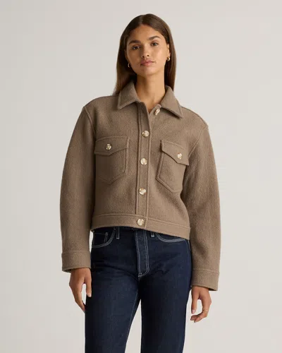 Quince Women's 100% Merino Wool Cropped Shirt Jacket In Heather Elm