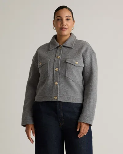 Quince Women's 100% Merino Wool Cropped Shirt Jacket In Heather Grey