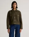 Quince Women's 100% Merino Wool Cropped Shirt Jacket In Olive Grove