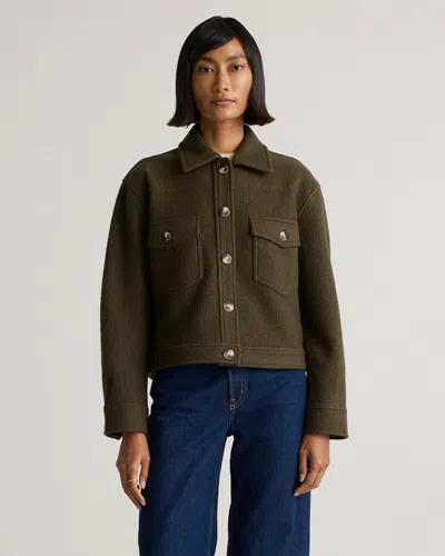 Quince Women's 100% Merino Wool Cropped Shirt Jacket In Olive Grove