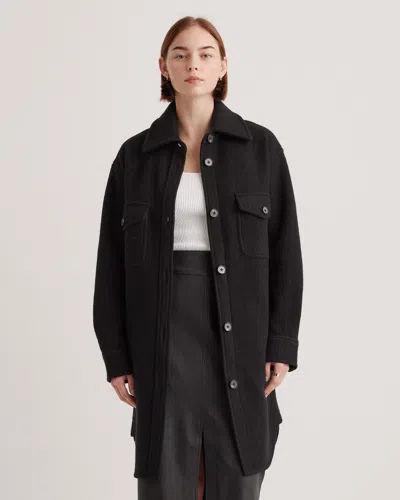 Quince Women's 100% Merino Wool Long Shirt Jacket In Black
