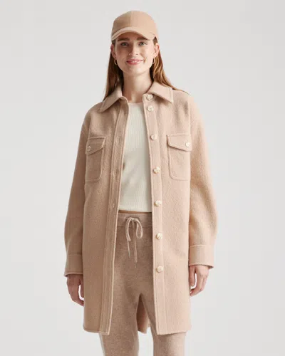 Quince Women's 100% Merino Wool Long Shirt Jacket In Camel