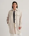 Quince Women's 100% Merino Wool Long Shirt Jacket In Heather Bone